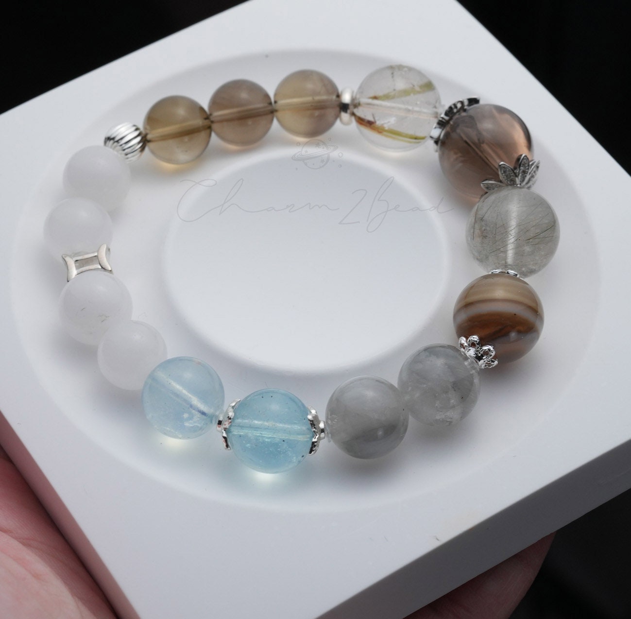 Gemini Horoscope Lucky Guardian Crystal Natural Gemstone Bracelet Handmade Original Design