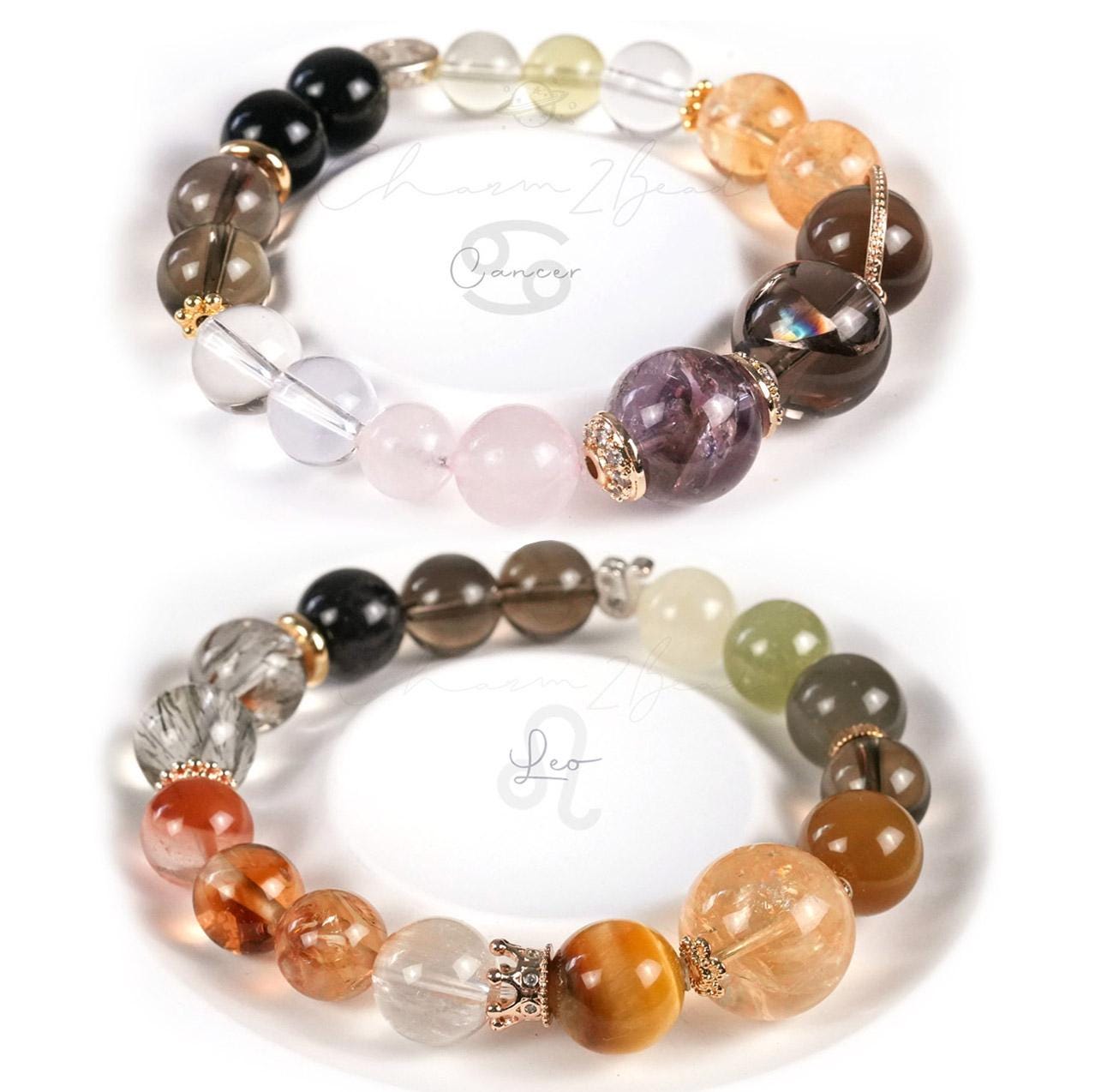 12 Horoscope Zodiac Crystal Bracelet - Elastic Astrology Jewelry Gift - Healing Gemstone Birthday Bracelet