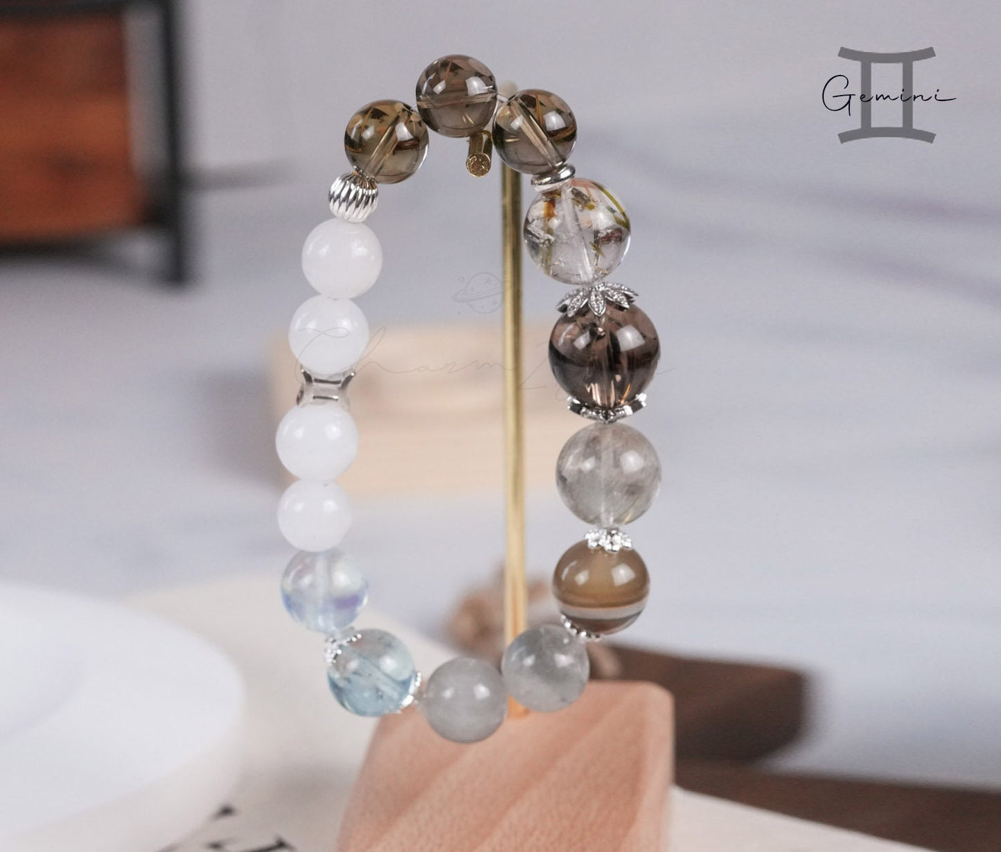 Gemini Horoscope Lucky Guardian Crystal Natural Gemstone Bracelet Handmade Original Design