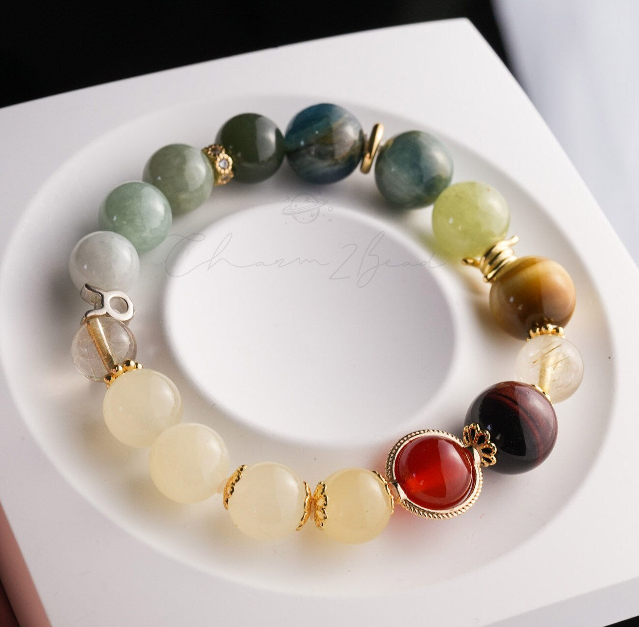Taurus Horoscope Lucky Guardian Crystal Natural Gemstone Bracelet Handmade Original Design