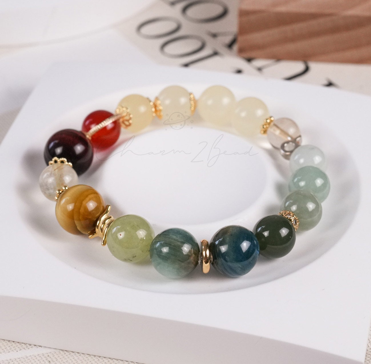 Taurus Horoscope Lucky Guardian Crystal Natural Gemstone Bracelet Handmade Original Design