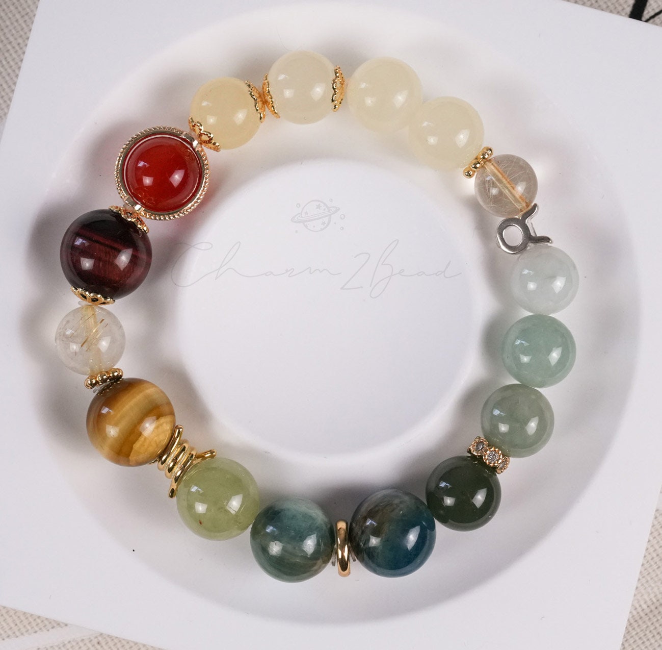 Taurus Horoscope Lucky Guardian Crystal Natural Gemstone Bracelet Handmade Original Design