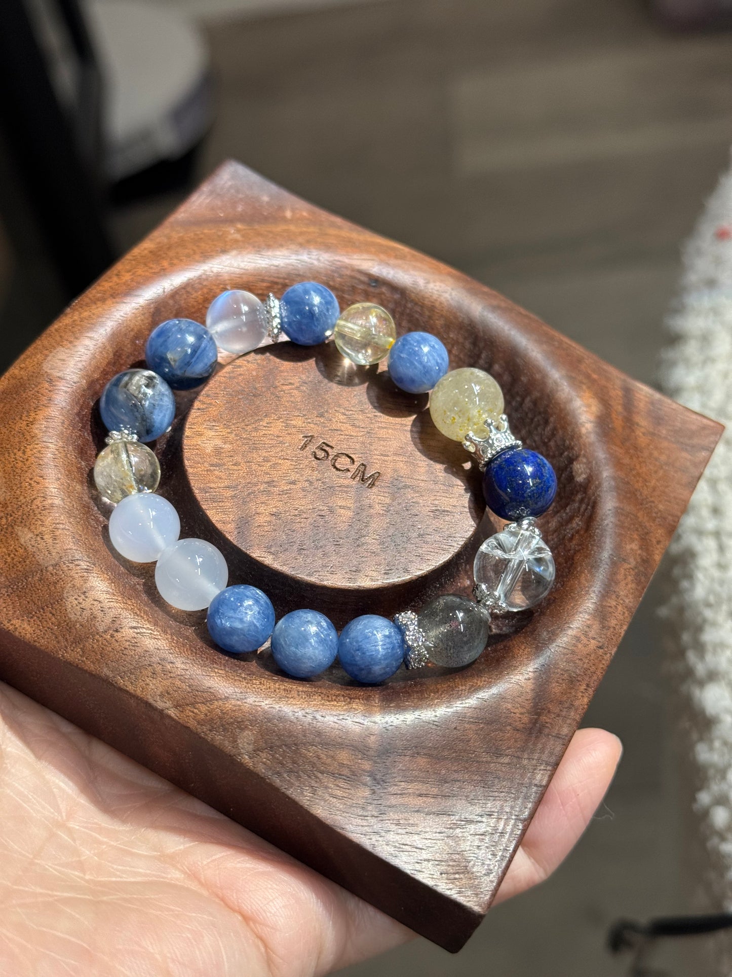 Kyanite, Citrine, Moonstone, Agate & Azeztulite Handmade Bracelet