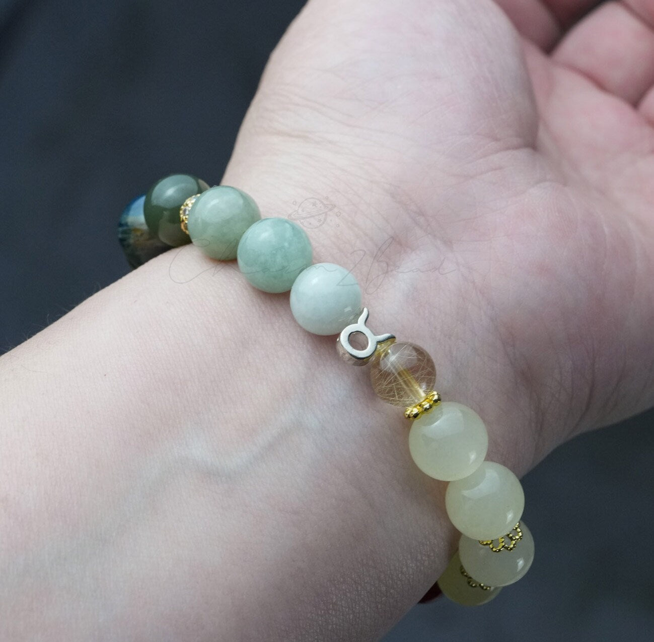 Taurus Horoscope Lucky Guardian Crystal Natural Gemstone Bracelet Handmade Original Design