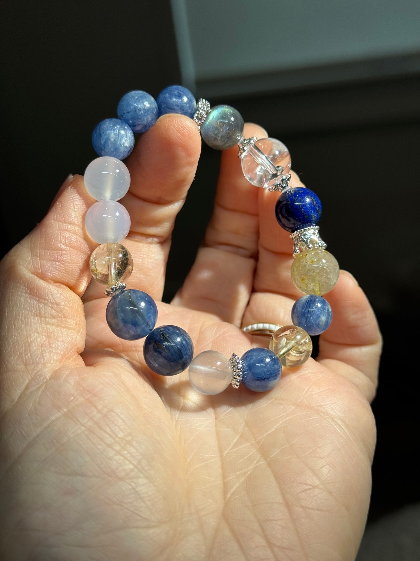 Kyanite, Citrine, Moonstone, Agate & Azeztulite Handmade Bracelet