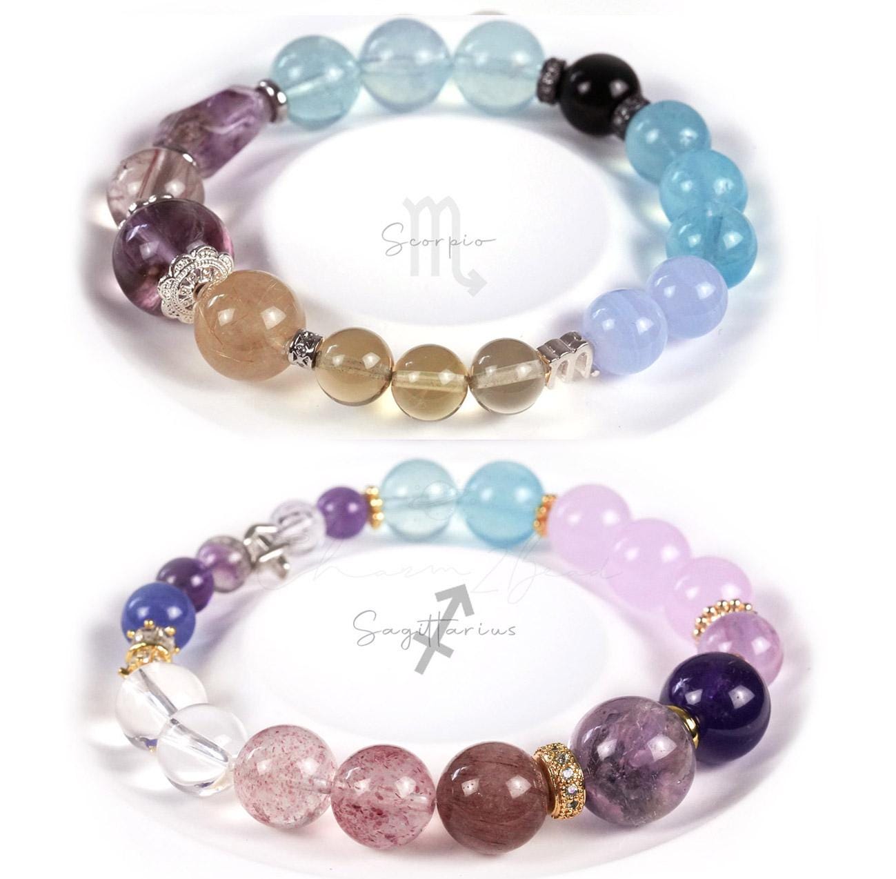 12 Horoscope Zodiac Crystal Bracelet - Elastic Astrology Jewelry Gift - Healing Gemstone Birthday Bracelet