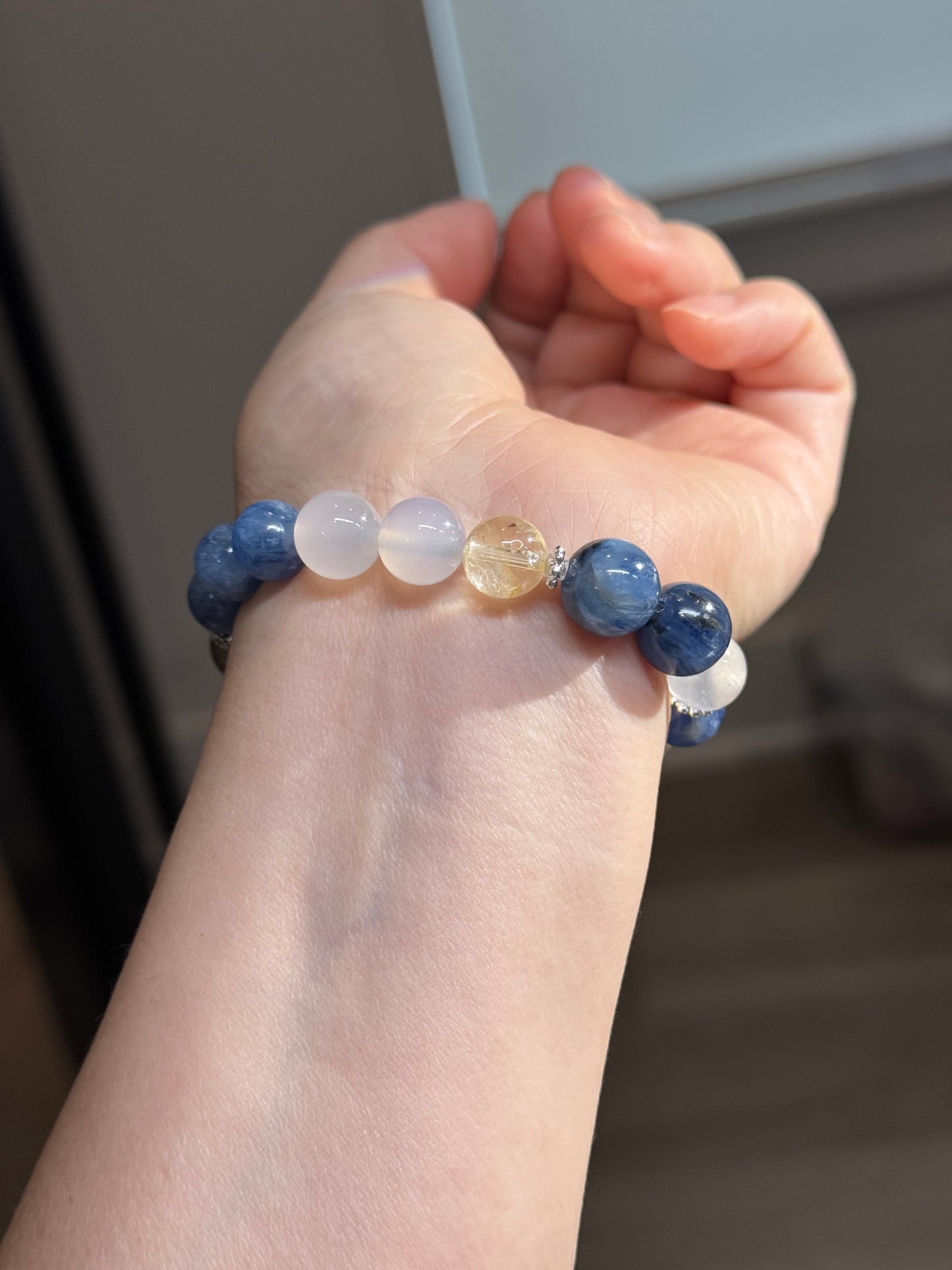 Kyanite, Citrine, Moonstone, Agate & Azeztulite Handmade Bracelet