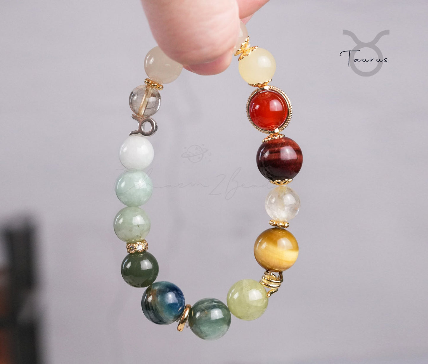 Taurus Horoscope Lucky Guardian Crystal Natural Gemstone Bracelet Handmade Original Design