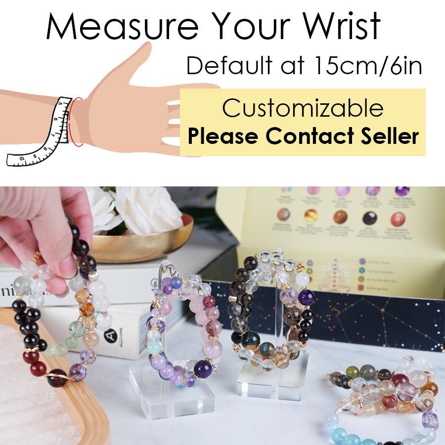 12 Horoscope Zodiac Crystal Bracelet - Elastic Astrology Jewelry Gift - Healing Gemstone Birthday Bracelet