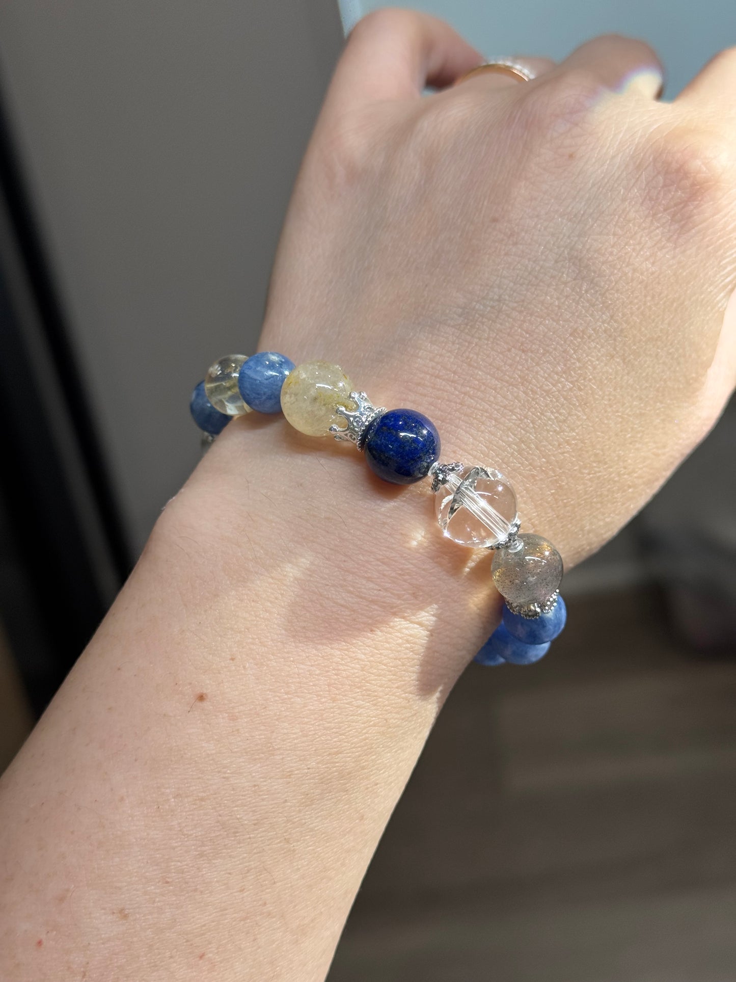 Kyanite, Citrine, Moonstone, Agate & Azeztulite Handmade Bracelet