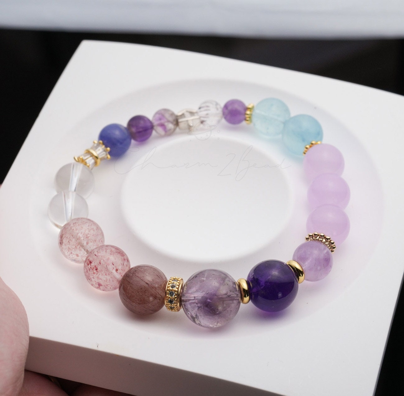 Sagittarius Horoscope Lucky Guardian Crystal Natural Gemstone Bracelet Handmade Original Design on Elastic Band