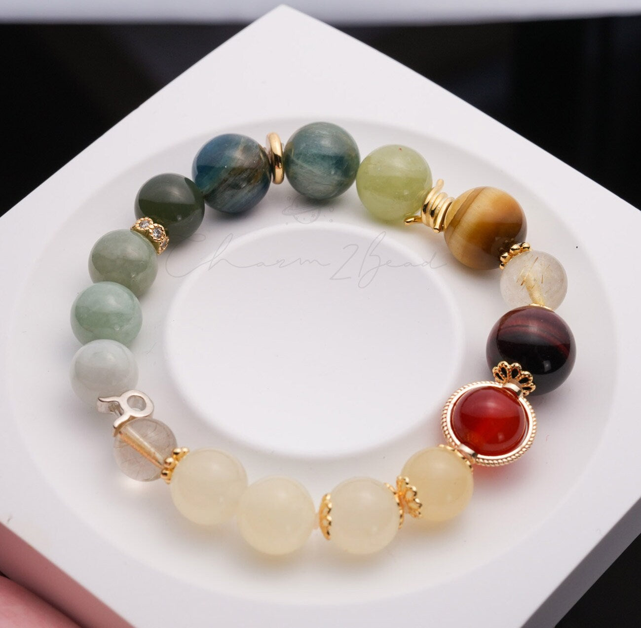 Taurus Horoscope Lucky Guardian Crystal Natural Gemstone Bracelet Handmade Original Design