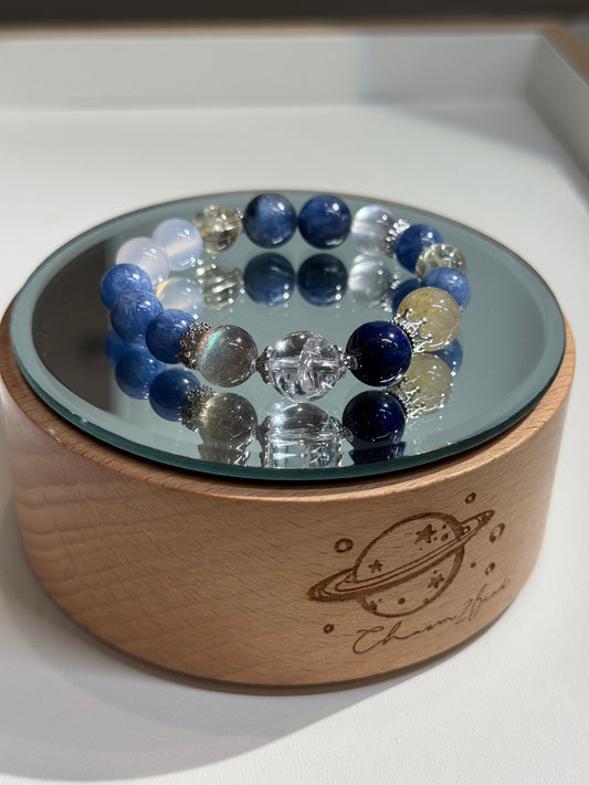 Kyanite, Citrine, Moonstone, Agate & Azeztulite Handmade Bracelet