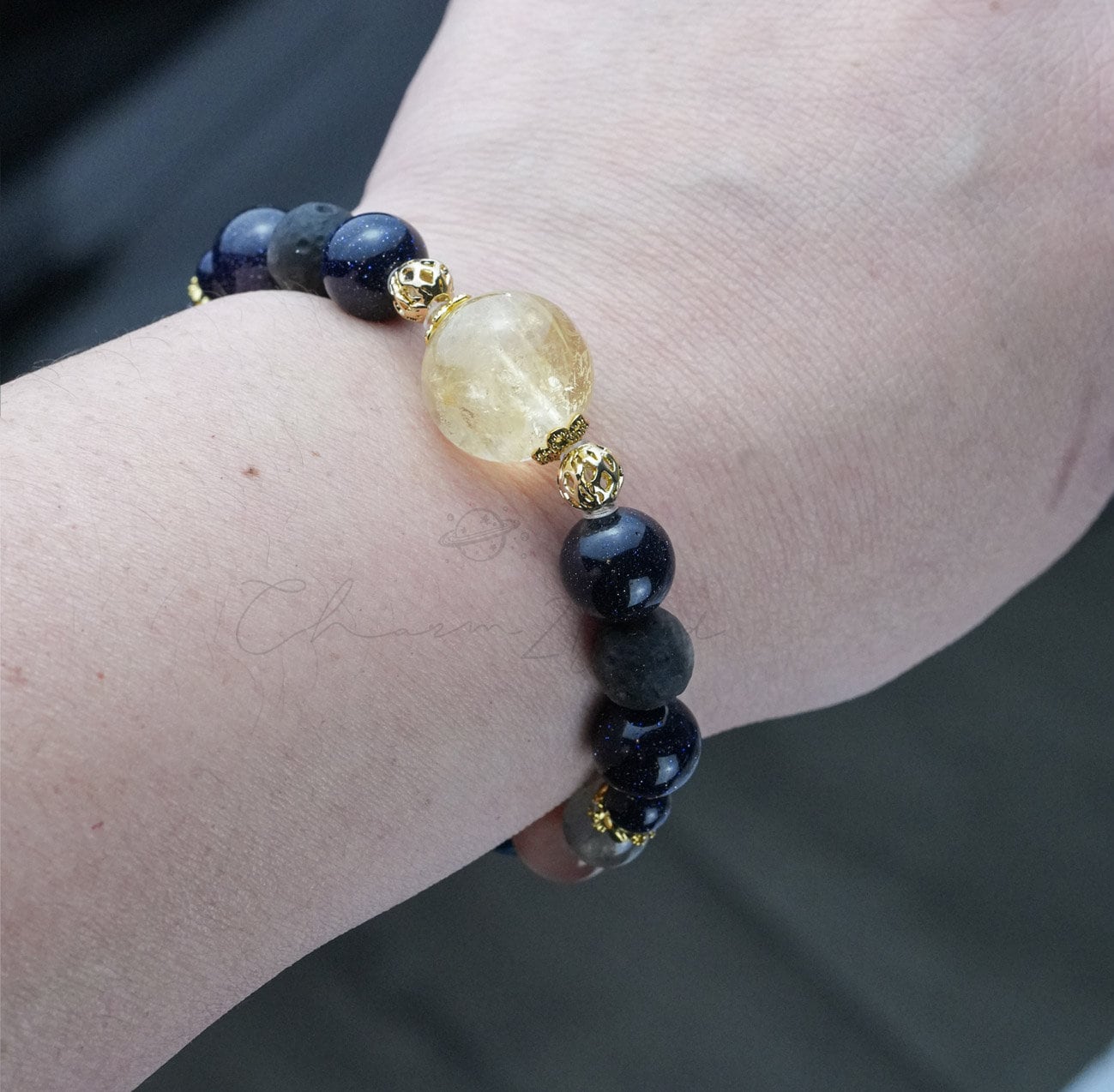 Precious Gemstone Planet Universe Solar System Handmade Original Design Bracelet