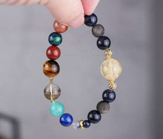 Precious Gemstone Planet Universe Solar System Handmade Original Design Bracelet