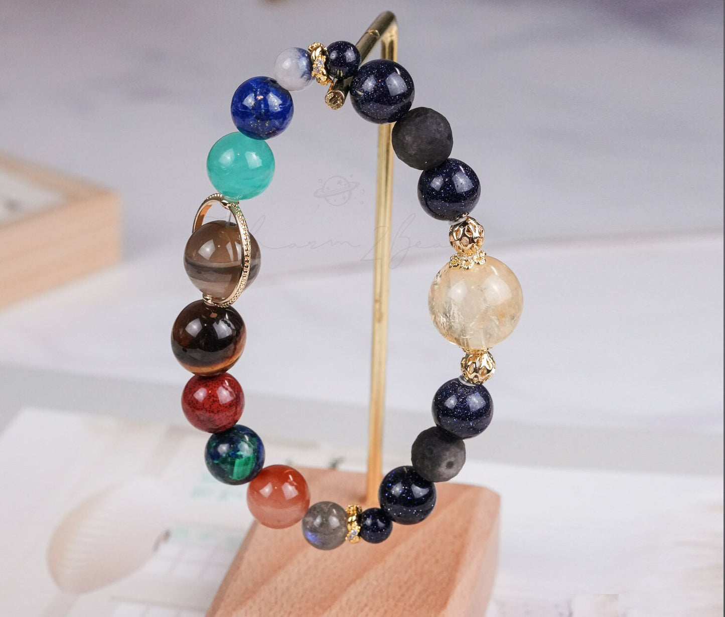Precious Gemstone Planet Universe Solar System Handmade Original Design Bracelet