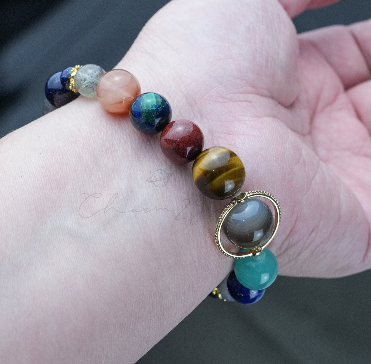 Precious Gemstone Planet Universe Solar System Handmade Original Design Bracelet